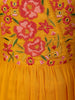 Mustard Yellow Floral Thread Embroidered Design Cotton Anarkali Salwar Suit with Dupatta