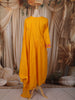 Mustard Yellow Floral Thread Embroidered Design Cotton Anarkali Salwar Suit with Dupatta