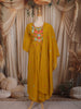 Mustard Yellow Floral Thread Embroidered Design Cotton Anarkali Salwar Suit with Dupatta