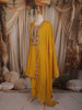 Mustard Yellow Floral Thread Embroidered Design Cotton Anarkali Salwar Suit with Dupatta