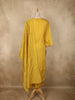 Mustard Yellow Floral Thread Embroidered Design Cotton Straight Cut Salwar Suit with Dupatta
