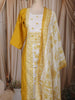 Mustard Yellow Floral Thread Embroidered Design Cotton Straight Cut Salwar Suit with Dupatta