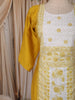 Mustard Yellow Floral Thread Embroidered Design Cotton Straight Cut Salwar Suit with Dupatta