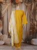 Mustard Yellow Floral Thread Embroidered Design Cotton Straight Cut Salwar Suit with Dupatta