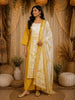 Mustard Yellow Floral Thread Embroidered Design Cotton Straight Cut Salwar Suit with Dupatta