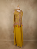 Mustard Yellow Floral Thread Embroidered Design Georgette Palazzo Suit with Dupatta