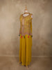 Mustard Yellow Floral Thread Embroidered Design Georgette Palazzo Suit with Dupatta