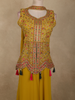 Mustard Yellow Floral Thread Embroidered Design Georgette Palazzo Suit with Dupatta