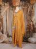 Mustard Yellow Floral Thread Embroidered Design Organza Palazzo Suit