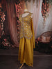 Mustard Yellow Floral Thread Embroidered Design Satin Palazzo Suit with Dupatta