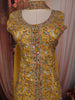 Mustard Yellow Floral Thread Embroidered Design Satin Palazzo Suit with Dupatta
