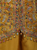 Mustard Yellow Floral Thread Embroidered Design Satin Palazzo Suit with Dupatta