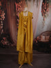 Mustard Yellow Floral Thread Embroidered Design Satin Palazzo Suit with Dupatta