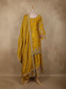 Mustard Yellow Floral Thread and Beads Embroidered Design Silk Palazzo Suit with Dupatta