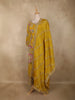 Mustard Yellow Floral Thread and Beads Embroidered Design Silk Palazzo Suit with Dupatta
