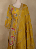 Mustard Yellow Floral Thread and Beads Embroidered Design Silk Palazzo Suit with Dupatta