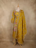 Mustard Yellow Floral Thread and Beads Embroidered Design Silk Palazzo Suit with Dupatta