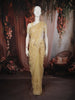 Mustard Yellow Floral Thread and Sequins Embroidered Design Pure Organza Designer Saree with Scalloped Border