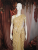 Mustard Yellow Floral Thread and Sequins Embroidered Design Pure Organza Designer Saree with Scalloped Border