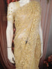 Mustard Yellow Floral Thread and Sequins Embroidered Design Pure Organza Designer Saree with Scalloped Border
