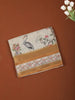 Mustard Yellow Floral Vine Printed Design Chiffon Saree with Contrast Zari Border
