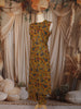 Mustard Yellow Floral Vine Printed Design Cotton Straight Cut Salwar Suit