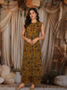 Mustard Yellow Floral Vine Printed Design Cotton Straight Cut Salwar Suit