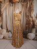 Mustard Yellow Floral Vine Printed and Beads Embroidered Design Chiffon Haldi Lehenga with Attached Dupatta