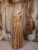 Mustard Yellow Floral Vine Printed and Beads Embroidered Design Chiffon Haldi Lehenga with Attached Dupatta