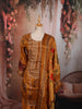 Mustard Yellow Floral Vine Printed and Sequins Embroidered Design Crepe Silk Straight Cut Salwar Suit with Matching Dupatta