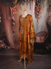 Mustard Yellow Floral Vine Printed and Sequins Embroidered Design Crepe Silk Straight Cut Salwar Suit with Matching Dupatta