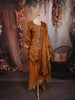 Mustard Yellow Floral Vine Printed and Sequins Embroidered Design Crepe Silk Straight Cut Salwar Suit with Matching Dupatta