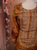 Mustard Yellow Floral Vine Printed and Sequins Embroidered Design Crepe Silk Straight Cut Salwar Suit with Matching Dupatta