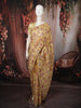 Mustard Yellow Floral Vine Sequins Embroidered Design Chiffon Fancy Saree with Lace Border