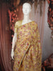 Mustard Yellow Floral Vine Sequins Embroidered Design Chiffon Fancy Saree with Lace Border