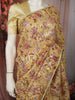 Mustard Yellow Floral Vine Sequins Embroidered Design Chiffon Fancy Saree with Lace Border