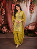 Mustard Yellow Floral Vine Sequins and Beads Embroidered Design Tissue Silk Party Wear Salwar Suit