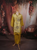 Mustard Yellow Floral Vine Sequins and Beads Embroidered Design Tissue Silk Party Wear Salwar Suit