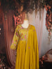 Mustard Yellow Floral Vine Sequins and Zari Embroidered Design Georgette Long Anarkali Gown with Matching Dupatta