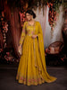 Mustard Yellow Floral Vine Sequins and Zari Embroidered Design Georgette Long Anarkali Gown with Matching Dupatta