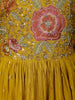 Mustard Yellow Floral Vine Sequins and Zari Embroidered Design Georgette Long Anarkali Gown with Matching Dupatta