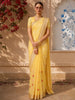 Mustard Yellow Floral Vine Thread Embroidered Design Pure Tussar Party Wear Saree with Floral Border