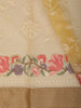 Mustard Yellow Floral Vine Thread Embroidered Design Pure Tussar Party Wear Saree with Floral Border