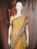 Mustard Yellow Floral Vine Thread Embroidered Design Pure Tussar Party Wear Saree with Floral Border