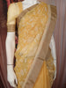 Mustard Yellow Floral Vine Thread Embroidered Design Pure Tussar Party Wear Saree with Floral Border