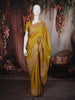 Mustard Yellow Floral Vine Thread Embroidered Design Pure Tussar Silk Fancy Saree with Scalloped Border
