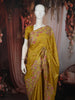 Mustard Yellow Floral Vine Thread Embroidered Design Pure Tussar Silk Fancy Saree with Scalloped Border