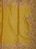 Mustard Yellow Floral Vine Thread Embroidered Design Pure Tussar Silk Fancy Saree with Scalloped Border
