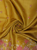 Mustard Yellow Floral Vine Thread Embroidered Design Pure Tussar Silk Fancy Saree with Scalloped Border