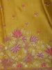 Mustard Yellow Floral Vine Thread Embroidered Design Pure Tussar Silk Fancy Saree with Scalloped Border